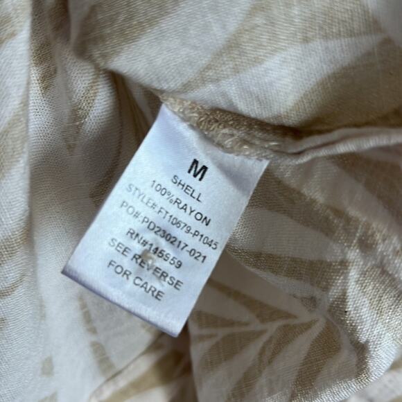 Aritzia Dress Forum Neutral Tropical Print Collared Oversize Shirt Medium - Picture 7 of 9